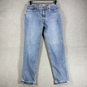 Eddie Bauer Flannel Lined Boyfriend Jeans Womens 6 Blue Denim Buffalo Plaid